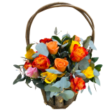 Assorted Roses in a Basket  (Only in KBY)