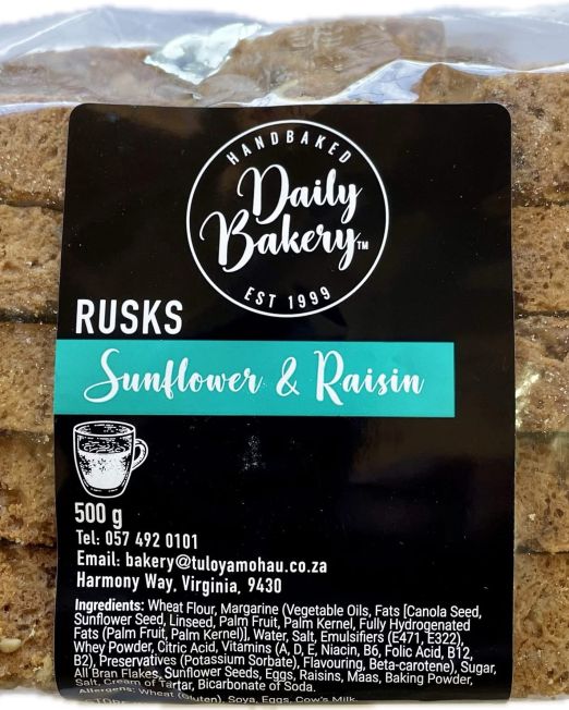 500g Sunflower and Raisin Rusks