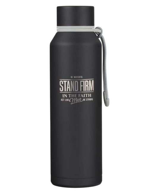 Stand Firm Black Stainless Steel Water Bottle