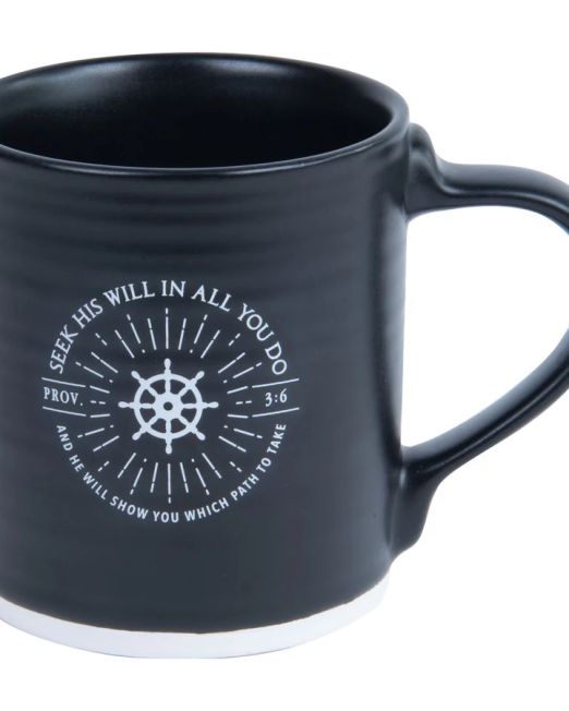 Seek His Will In All You Do Black Ceramic Mug - Proverbs 3:6