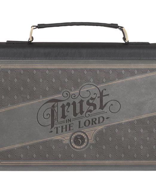 Trust in the Lord Grey and Black Faux Leather Bible Bag (Large)