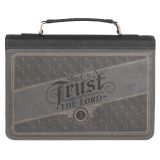 Trust in the Lord Grey and Black Faux Leather Bible Bag (Large)