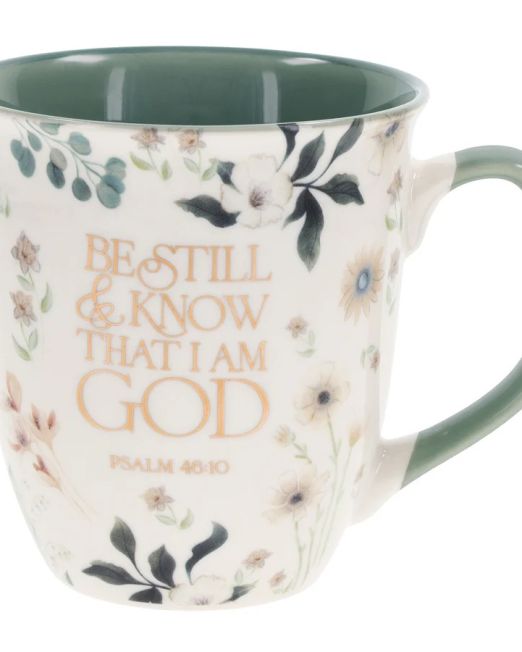 Be Still & Know that I Am God Ceramic Mug with Green Interior