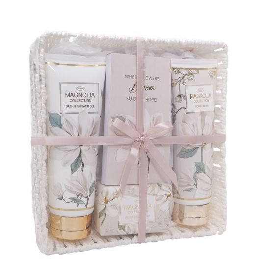 Magnolia Indulgence - 250ml Body Cream, 250ml Bath & Shower Gel, 150g Soap & Notebook