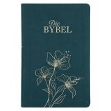 NLV Olyfgroen Met Goue Blomme Kunsleer Standaard Bybel Met Duimgrepe