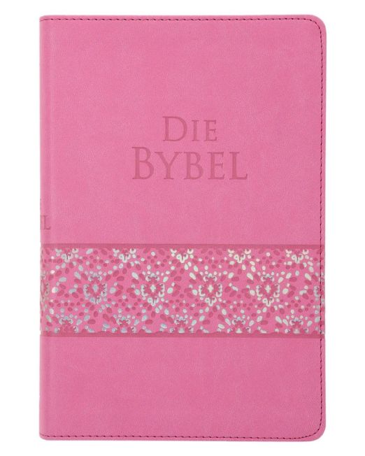 NLV Pienk Glinster Kunsleer Standaard Bybel Met Duimgrepe