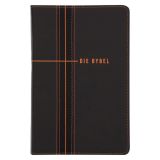 NLV Donkerbruin en Oranje Kunsleer Standaard Bybel Met Duimgrepe