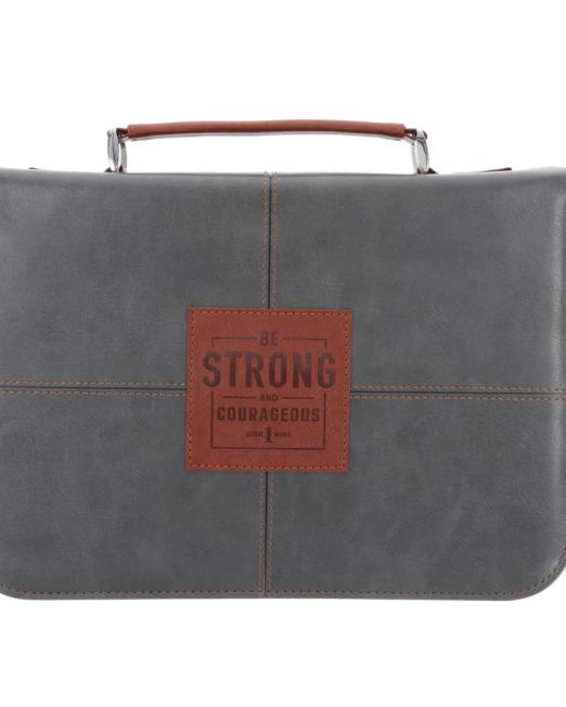 Strong and Courageous Faux Leather Bible Bag (Large)