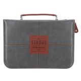 Strong and Courageous Faux Leather Bible Bag (Large)